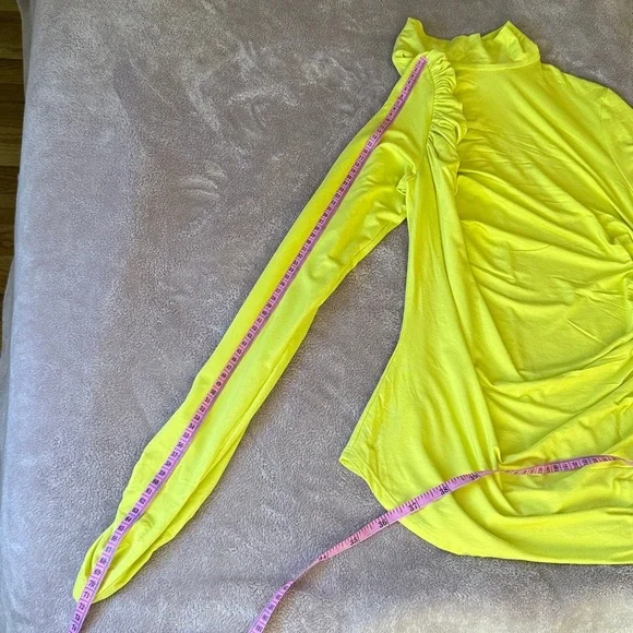 Bailey 44 Neon Yellow Ruched Blouse - Picture 8 of 11